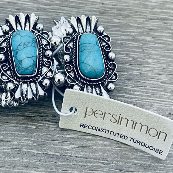 NWT Turquoise Silver Statement Bracelet - Picture 2 of 4